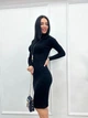 Женское платье-гольф в рубчик Fashion 50/52 черный - изображение 2