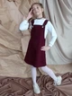 Подростковый вельветовый школьный сарафан для девочки Ласточка 23_5005 140-146 см Бордовый (ROZ6501046318) - изображение 4