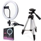 Набор для блогера Selfie Ring Light светодиодная лампа кольцевого света со штативом и Bluetooth-пультом Серебристо-черный (М20-3888) - изображение 1