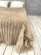 Мягкий плед покрывало Шарпей Полоски Malloory 200x220 Евро Бежевый Микрофибра - изображение 3