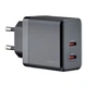 СЗУ USAMS CC172 T54 40W Dual Type-C Ports GaN Fast Charger (EU) Black - изображение 1