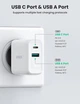 Сетевое зарядное устройство Ugreen USB C 36 Вт двухпортовый блок питания PD 3.0 и QC 3.0 White (YM940) - изображение 4