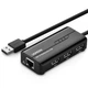 Мережевий адаптер Ugreen usb hub USB 2.0 — 3xUSB 2.0 + RJ45 Ethernet 100Mbps Black (YM956) - зображення 1