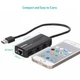 Мережевий адаптер Ugreen usb hub USB 2.0 — 3xUSB 2.0 + RJ45 Ethernet 100Mbps Black (YM956) - зображення 6