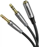 Сплиттер Ugreen переходник-разветвитель 3.5mm 2 AM to 3.5mm AF с нейлоновой оплеткой 22СМ Metal Black (YM826) - изображение 1