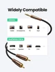 Кабель аудио Ugreen 3.5 mm to 2RCA HiFi в тканевой оплетке 5М Black (YM873) - изображение 2