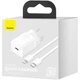 Сетевое зарядное устройство Baseus Super Si Quick Charger 1C 20W Cable Type-C to iPhone White (YM905) - изображение 5