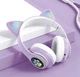Бездротові Bluetooth навушники з вушками GoVern Cat Ear 23 та LED підсвічуванням дитячі Violet - изображение 2