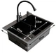 Мойка из нержавеющей стали AQUAMILL 6050 с PVD покрытием черная + смеситель гибкий + дозатор + решетка - изображение 2