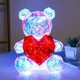 Мишка Love Bear голографический 3D с LED подсветкой с красным сердцем 30 см - изображение 3