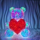 Мишка Love Bear голографический 3D с LED подсветкой с красным сердцем 30 см - изображение 7