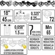 Цепь для пилы YATO l= 18"/45 см (72 звена), 0.325" (8.25 мм), Т-0.058" (1.5 мм), для шин YT-84936 (YT-84943) - изображение 3
