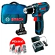 Акумуляторний шурупокрут Bosch Professional GSR 12V-15 у сумці з 2 акб 12V (2Ah+4Ah) і з/в GAL 12V-20, з набором 7 свердел по дереву, набором 7 свердел по металу і набором 25 біт (0615990G6L) - зображення 1
