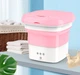 Ультразвуковая портативная складная стиральная машина 2в1 с ведром Mini Folding Washing Machine мини стиралка Розовая - изображение 4
