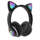 Бездротові навушники з вушками з мікрофоном Cat Ear світяться вушка і лапки кішки Bluetooth складні, Чорні - зображення 3
