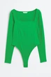 Боді-лонгслів H&M 061123802_green S Зелене (6666000283511) - зображення 5