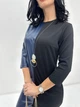 Женское платье миди с экокожей Fashion 54/56 черный с темно-синим - изображение 2
