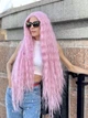 Парик на сетке Lace Wig Богемия волнистый длинный розовый, 100 см, термостойкое волокно - изображение 2