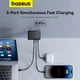 Мережевий зарядний пристрій BASEUS GaN5 Pro 160W (2 Type-C + 1 USB) з кабелем - зображення 6