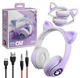 Беспроводные детские наушники Cat Ear STN-28 со светящимися кошачьими ушками Bluetooth Фиолетовые - изображение 8