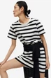 Сукня футболка H&M XS молочно-чорна смужка 1912841434 - зображення 3