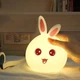 Силіконовий LED нічник в дитячу кімнату на акумуляторі 7 кольорів кролик білий з рожевим - зображення 5