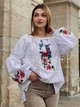 Жіноча вишиванка квіткова біла "Марта" святкова блуза вишита з мереживом на домотканому полотні 11945-58 (3XL) - зображення 1