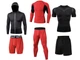Black&red (6в1) - Мужской компрессионный спортивный комплект - L - изображение 1