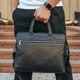 Кожаная мужская черная сумка Tiding Bag для документов и ноутбука с двумя основными отделениями - изображение 1