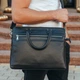 Кожаная мужская черная сумка Tiding Bag для документов и ноутбука с двумя основными отделениями - изображение 4
