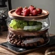 Стеклянная конфетница (орешница) с деревянной крышкой 24 см - изображение 6