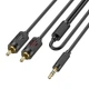 Кабель HOCO UPA28 2 RCA - Jack 3.5 2 pin AUX lotus audio cable (1.5М) стерео-кабель для пристроїв Чорний - изображение 1