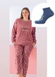 Жіноча пижама (кофта і штани) Зірка 6XL Пудра + ПОДАРУНОК якісні шкарпетки - зображення 1