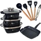 Набор посуды с гранитным антипригарным покрытием Higher Kitchen HK-317 14 предметов Черный - изображение 1