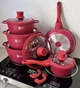 Набор посуды с гранитным антипригарным покрытием из 12 предметов Higher Kitchen НК-316 Красный - изображение 2