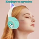 Детские беспроводные светящиеся Bluetooth 5.0 LED наушники с ушками Гарнитура встроенный микрофон CAT AKZ 02 Mp3 MicroSD Цветная подсветка Складные Голубые - изображение 4