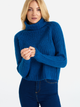 Sweter z golfem damski ciepły Greenpoint SWE6020034W2235M00 XS Niebieski (5903245346788) - obraz 3