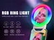 Кольцевая лампа с зеркалом GTM RGB 12см, 3 режима с креплением для телефона, планшета, USB Розовая - изображение 8