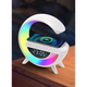 Настольная смарт лампа ночник RGB G-Smart 4в1 с беспроводной зарядкой 15W и Bluetooth колонкой 5W, часы с будильником, белый (D-2019091307) - изображение 1