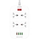 Мережевий фільтр LDNIO SC4407 4 розетки 4 USB QC3.0 3.4A 2М електричний подовжувач швидка зарядка для пристроїв Auto ID Білий - изображение 1