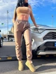 Женские джоггеры на флисе из эко кожи GF01690 цвет мокко, размер 50/52 - изображение 5