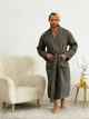 Вафельный халат мужской COSY кимоно без воротника L темно-серый 821N-2 - изображение 1