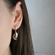 Cережки с листиком медицинская сталь позолота (x034) - изображение 5
