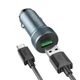 Автомобільний зарядний пристрій HOCO Z49A Level single port QC3.0 18W (Type-C) Metal Gray - изображение 3