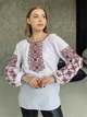 Украинская женская вышиванка белая "Маринея" вышитая блуза с красно-черным геометрическим орнаментом 12530-44 (M) - изображение 5