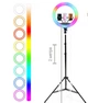 Кільцева лампа зі Штативом RGB 36 см, Світлодіодна LED лампа, Кільцеве світло, Різнобарвна лампа блогера - зображення 2