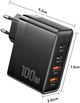 Зарядное устройство Essager Grace 100W GaN 4 Ports Travel Charger 2 Type-C + 2 Type-A Black (ECT2CA-QYB01-Z) - изображение 11