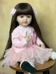 Большая виниловая кукла ручной работы в платье Reborn Baby Doll с настоящими волосами и красивыми глазами - изображение 3