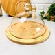 Бамбукове блюдо для десертів з купольною кришкою 30 см - зображення 4