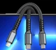 Кабель 1,2 м 3в1 Lightning / microUSB / Type-C для швидкої зарядки, 100 Вт, сіро-чорний (76064407) - зображення 3